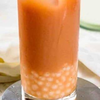 Lychee Milk Tea with Popping Boba