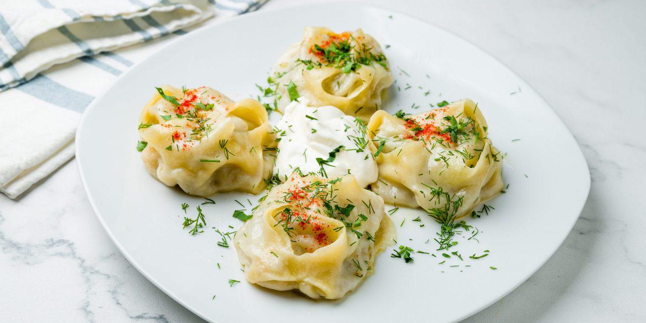 Manti — traditional Uzbek giant steamed dumplings at Perfect Together halal restaurant Philadelphia